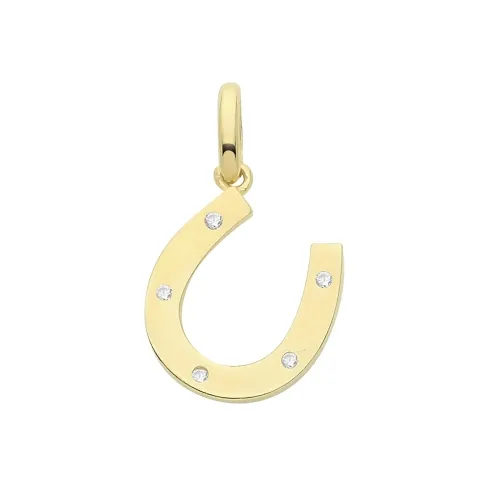 9ct Yellow Gold Ladies' Cz Pendant 10.9 X 10.2mm Horseshoe 